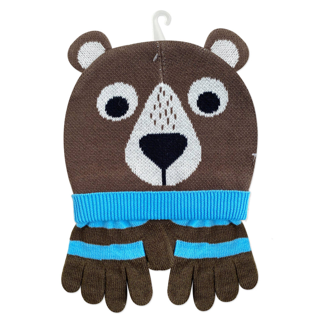 ZOOCCHINI - Toddler/Kids Winter Hat/Gloves Set - Bear